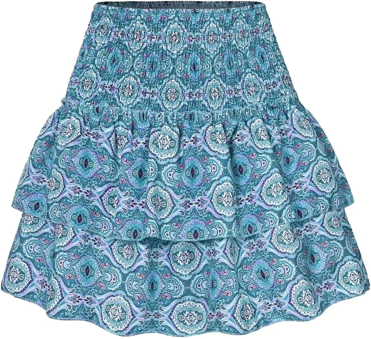 CRNTCEM Women High Waist Ruffle Mini Skirt Floral Print Pleated A-line Short Skirt Stretchy Summer Tennis Beach Mini Skirts