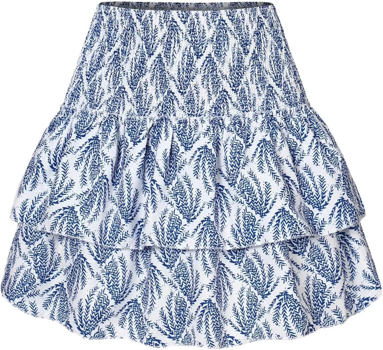 CRNTCEM Women High Waist Ruffle Mini Skirt Floral Print Pleated A-line Short Skirt Stretchy Summer Tennis Beach Mini Skirts