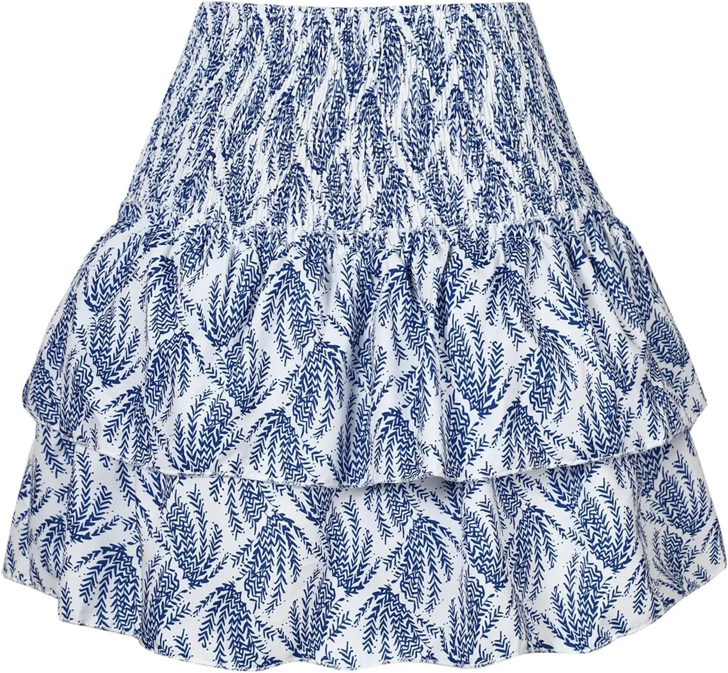CRNTCEM Women High Waist Ruffle Mini Skirt Floral Print Pleated A-line Short Skirt Stretchy Summer Tennis Beach Mini Skirts