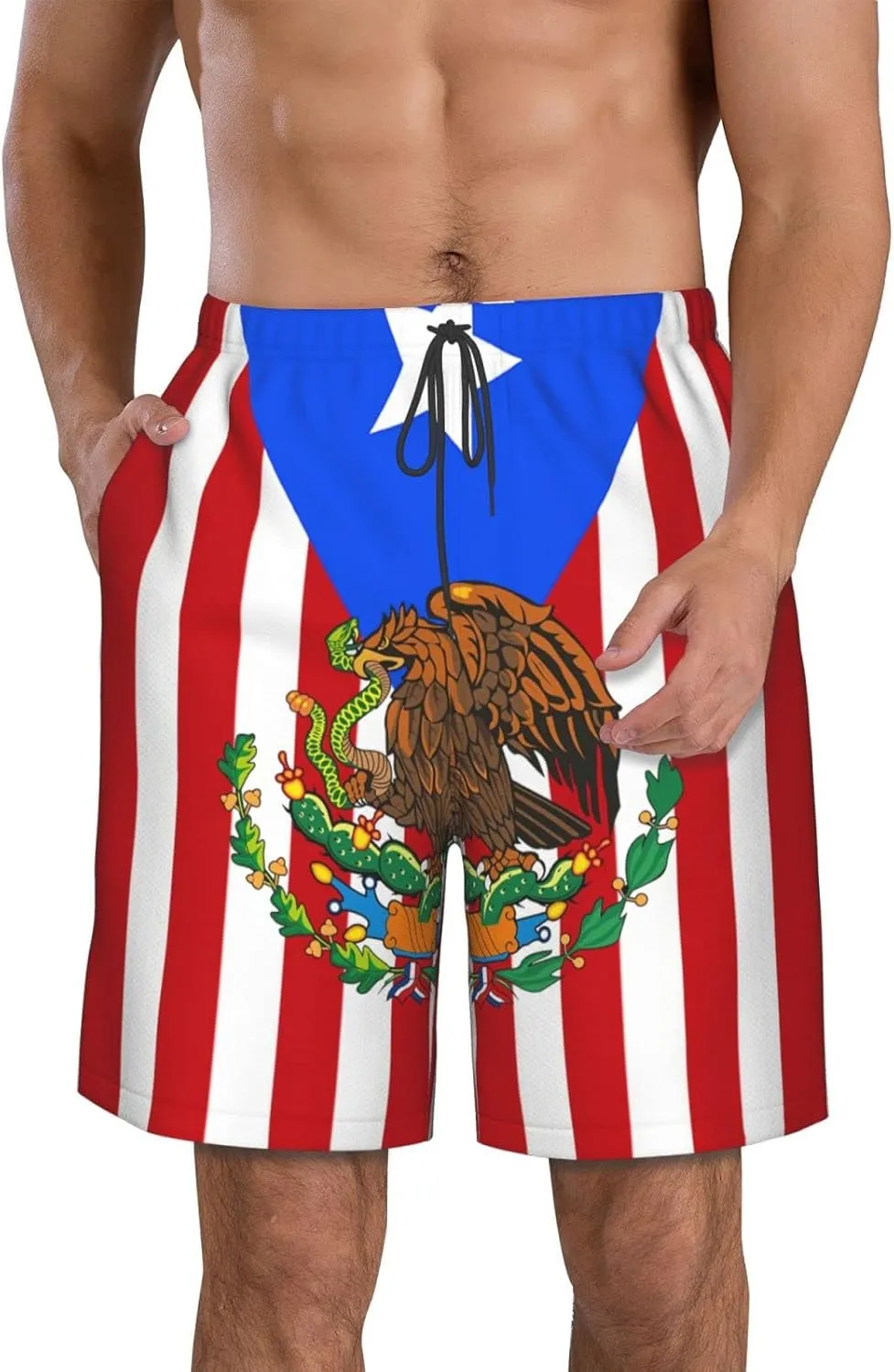 DARLEKS Men's Beach Shorts Drawstring Quick Dry Running Athletic Shorts Comfortable Loose Gym Shorts