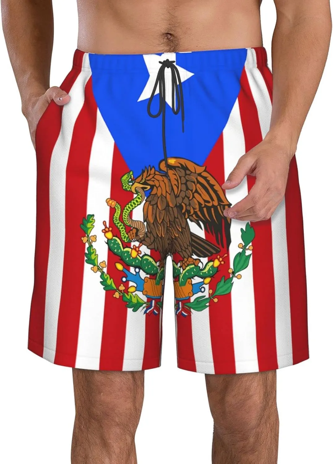 DARLEKS Men's Beach Shorts Drawstring Quick Dry Running Athletic Shorts Comfortable Loose Gym Shorts