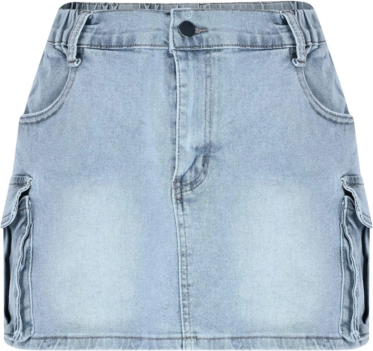 Denim Cargo Skirt Women Button Mini Skirt with Pockets Y2k Bodycon 2025 Trendy Jean Short Skirts