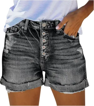 Denim Shorts for Thick Thighs Womens Jeans Casual Summer High Waisted Stretchy Denim Hot Ripped Shorts