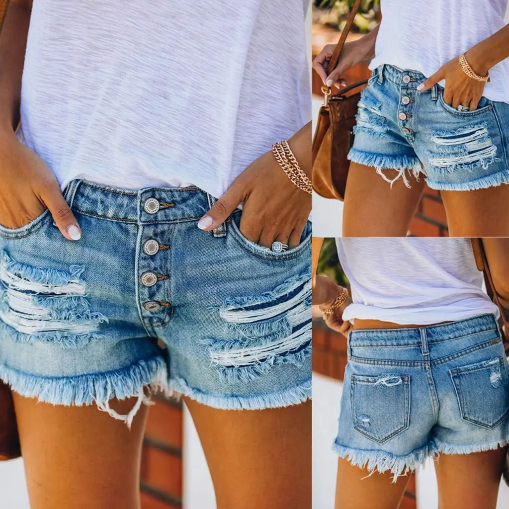 Denim Shorts for Thick Thighs Womens Jeans Casual Summer High Waisted Stretchy Denim Hot Ripped Shorts