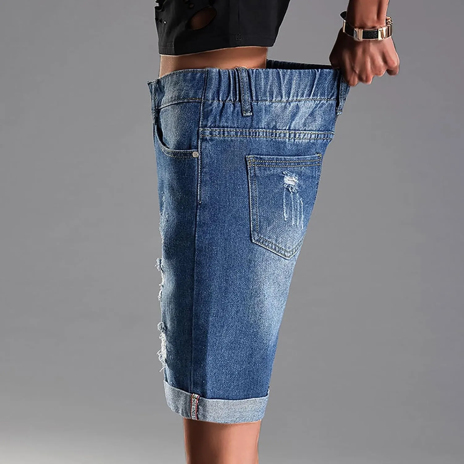 Denim Shorts for Thick Thighs Womens Jeans Casual Summer High Waisted Stretchy Denim Hot Ripped Shorts