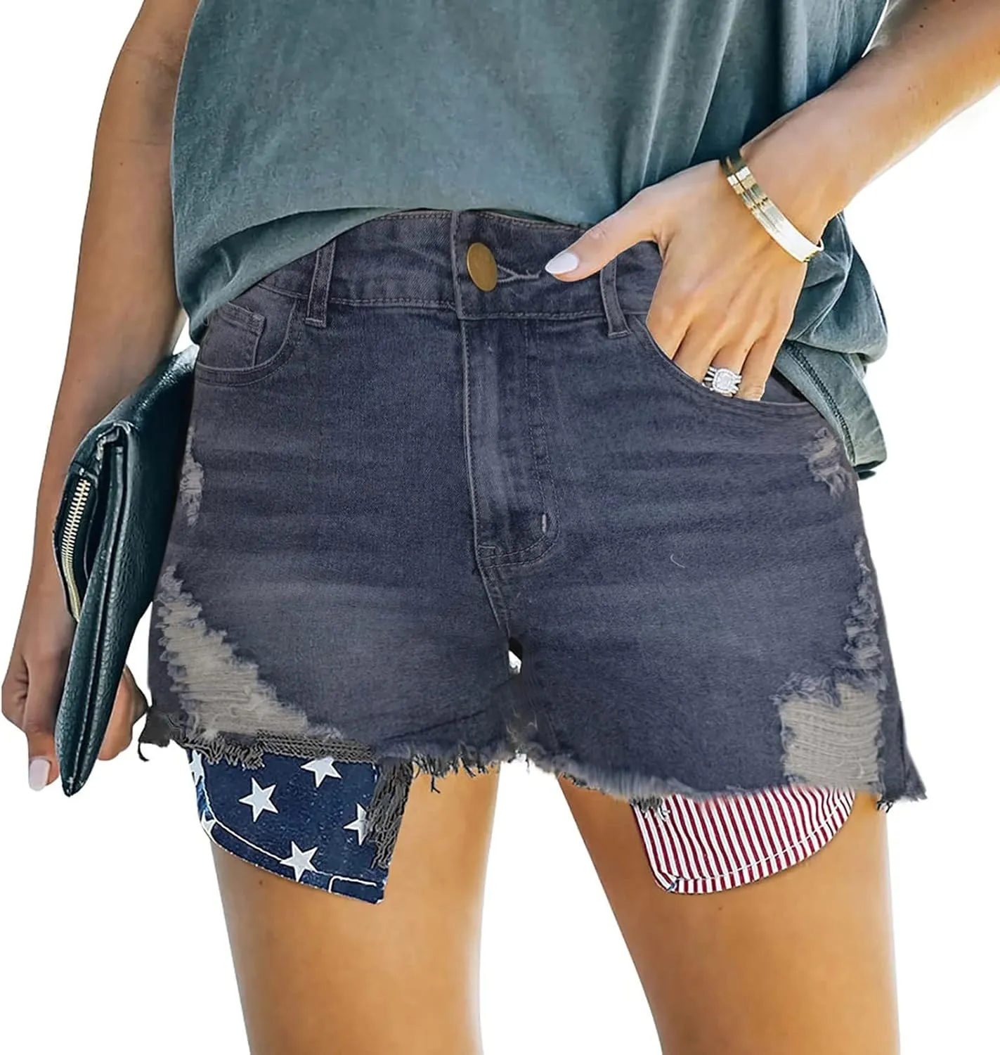 Denim Shorts for Women High Waisted Denim Short Stretchy Casual Summer Trendy Girls Jean Shorts Jeans Short with Pocket