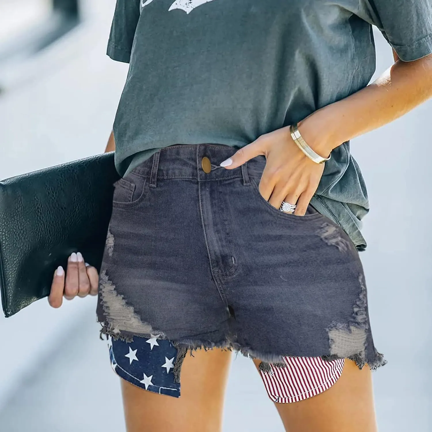Denim Shorts for Women High Waisted Denim Short Stretchy Casual Summer Trendy Girls Jean Shorts Jeans Short with Pocket