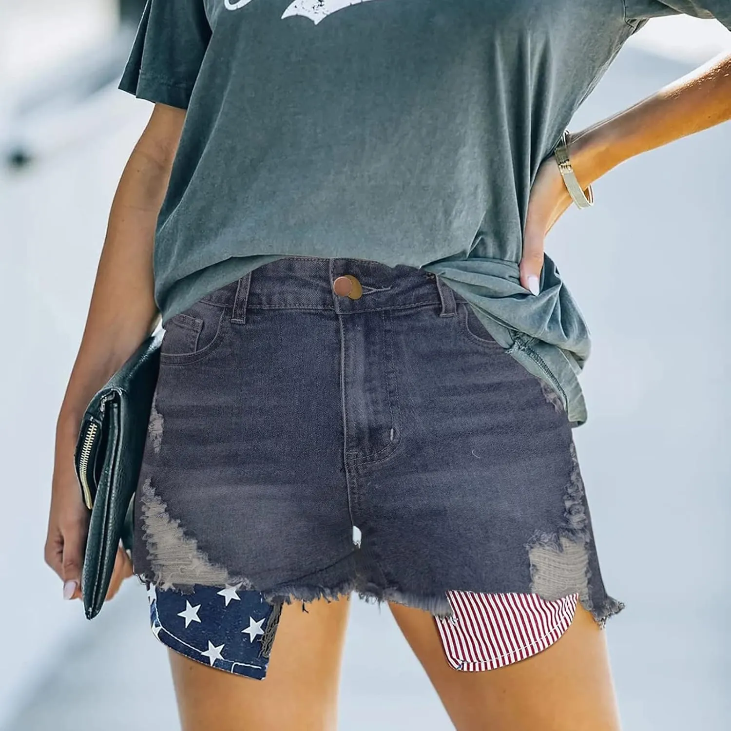Denim Shorts for Women High Waisted Denim Short Stretchy Casual Summer Trendy Girls Jean Shorts Jeans Short with Pocket