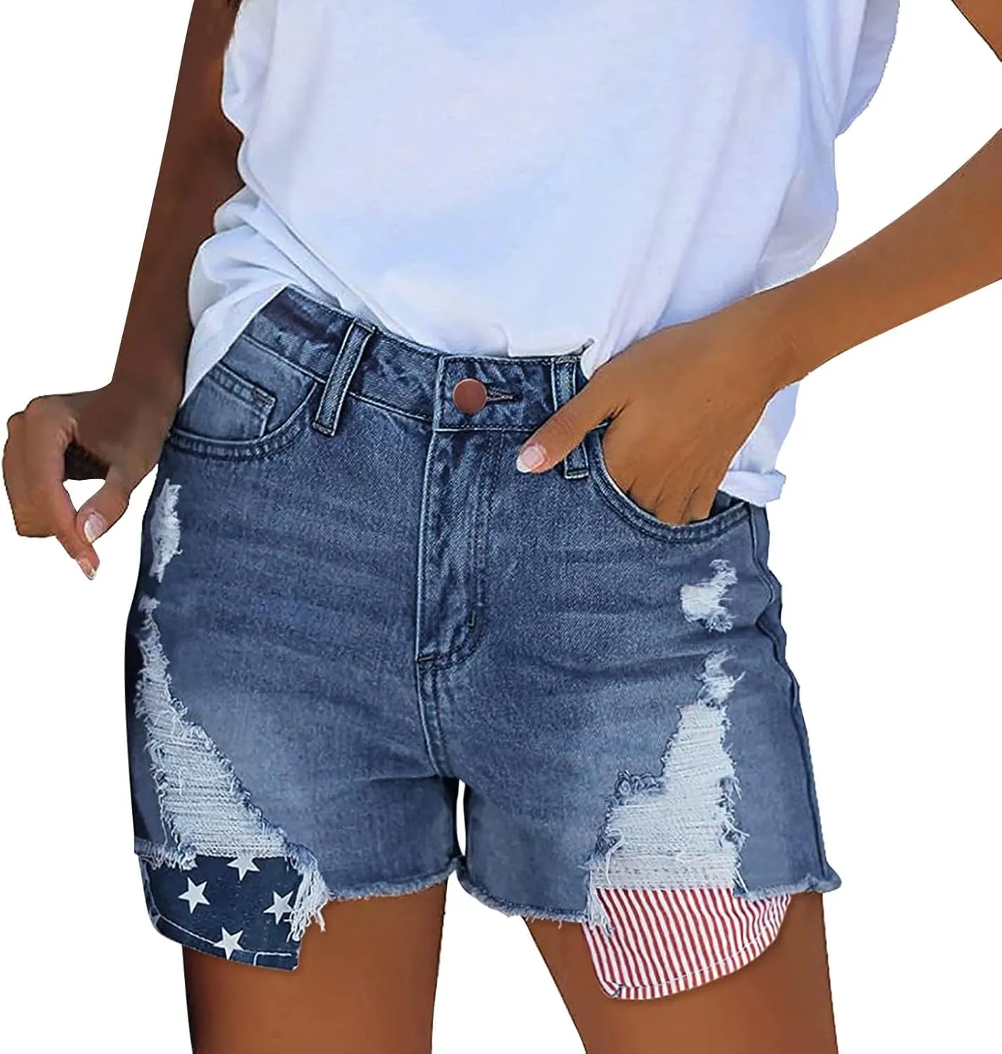 Denim Shorts for Women High Waisted Denim Short Stretchy Casual Summer Trendy Girls Jean Shorts Jeans Short with Pocket