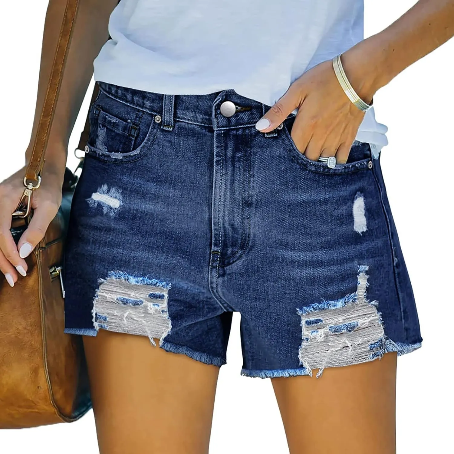 Denim Shorts for Women High Waisted Denim Short Stretchy Casual Summer Trendy Girls Jean Shorts Jeans Short with Pocket