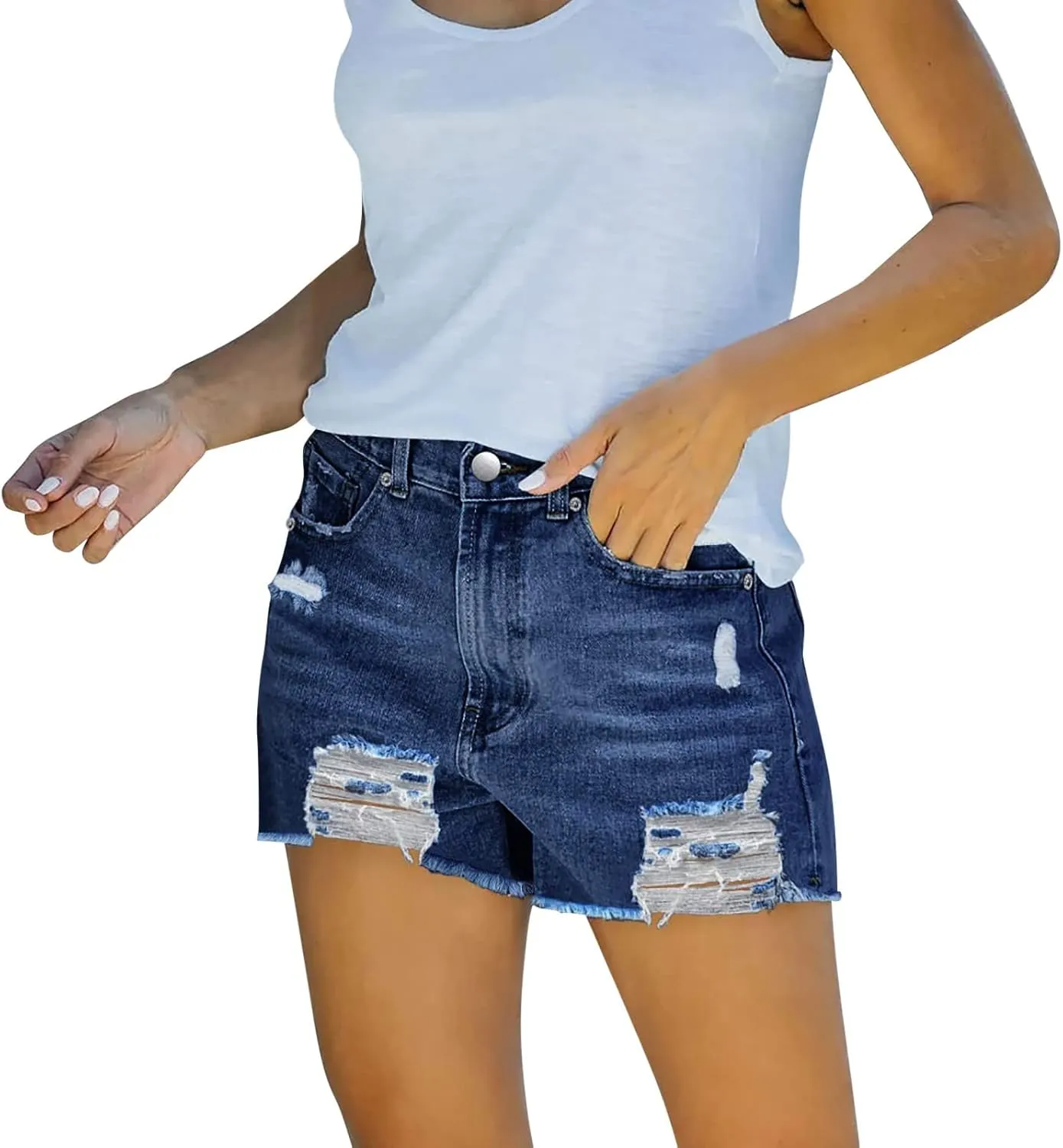 Denim Shorts for Women High Waisted Denim Short Stretchy Casual Summer Trendy Girls Jean Shorts Jeans Short with Pocket