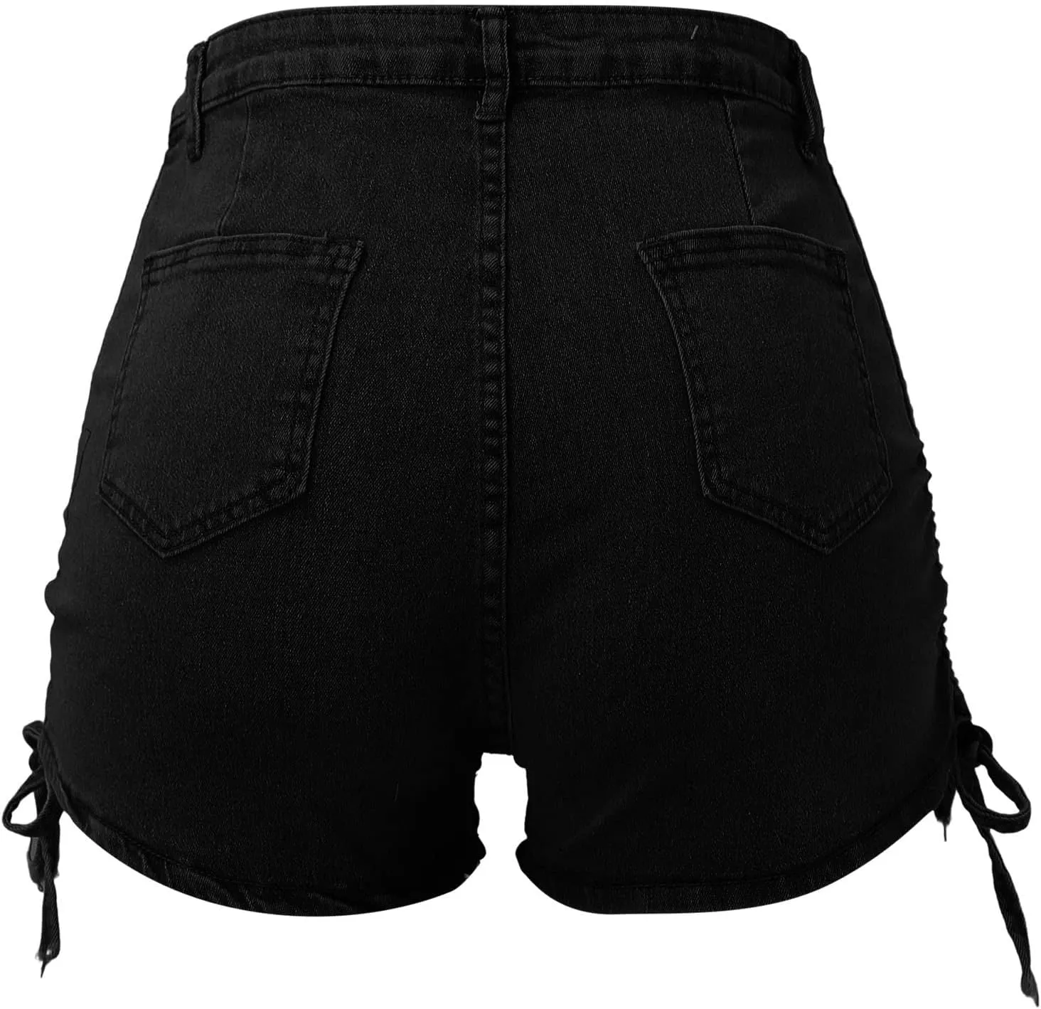 Denim Shorts Women Women's Summer Denim High Waisted Drawstring Jeans Shorts with Pockets