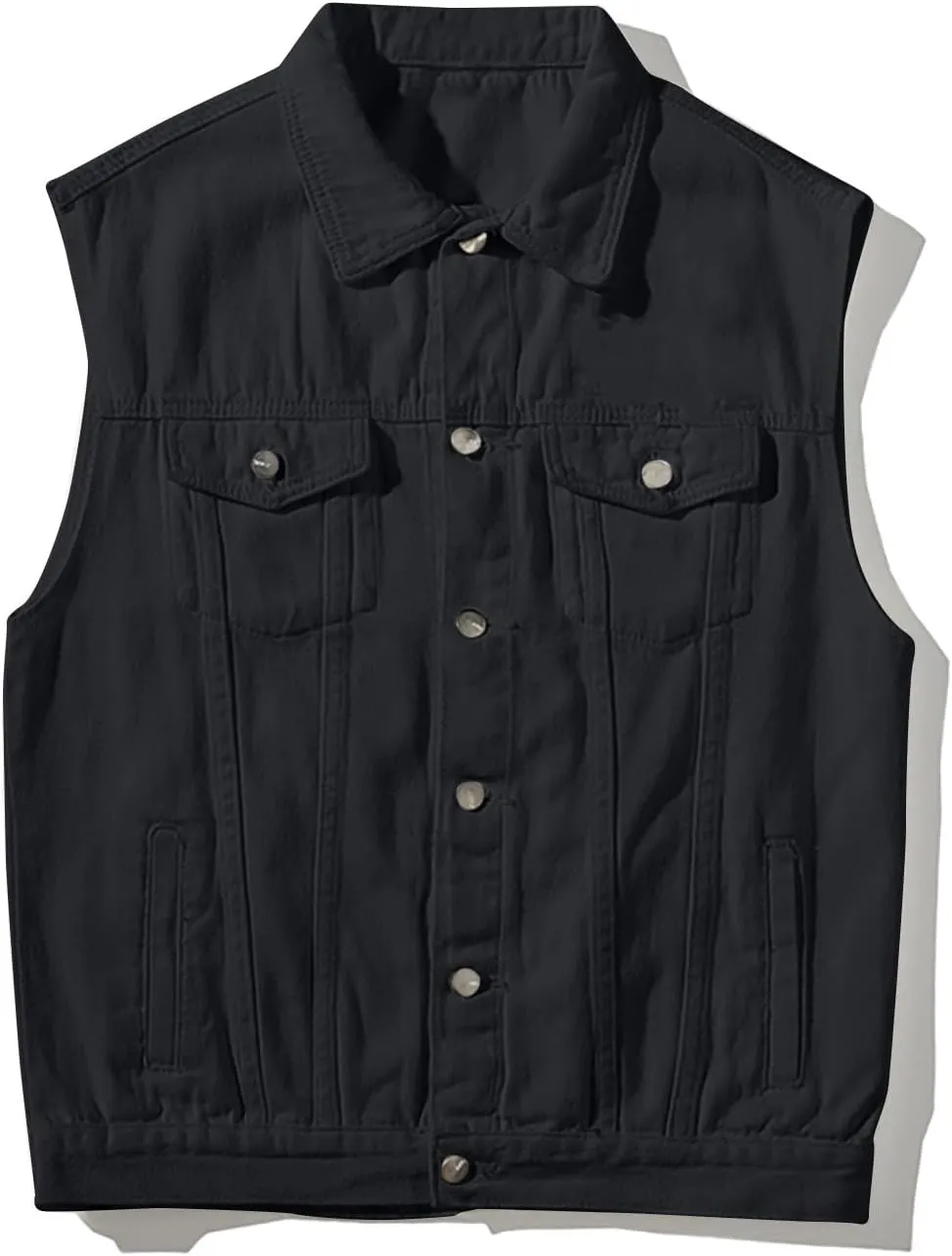 Denim Vests for Men Motorcycle Unlined Biker Plus Size Sleeveless Jean Vest Jackets Stylish Retro Fit Waistcoat