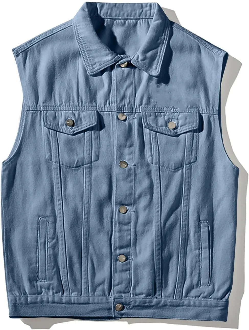 Denim Vests for Men Motorcycle Unlined Biker Plus Size Sleeveless Jean Vest Jackets Stylish Retro Fit Waistcoat