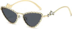 Diamond Sunglasses Women Retro Cat Eye Rhinestone Sun Glasses for Women Vintage Shades Female Sparkling Crystal Sunglasses