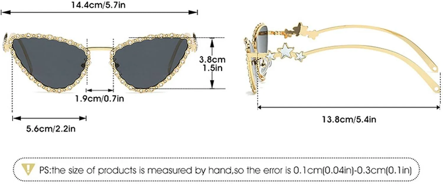 Diamond Sunglasses Women Retro Cat Eye Rhinestone Sun Glasses for Women Vintage Shades Female Sparkling Crystal Sunglasses