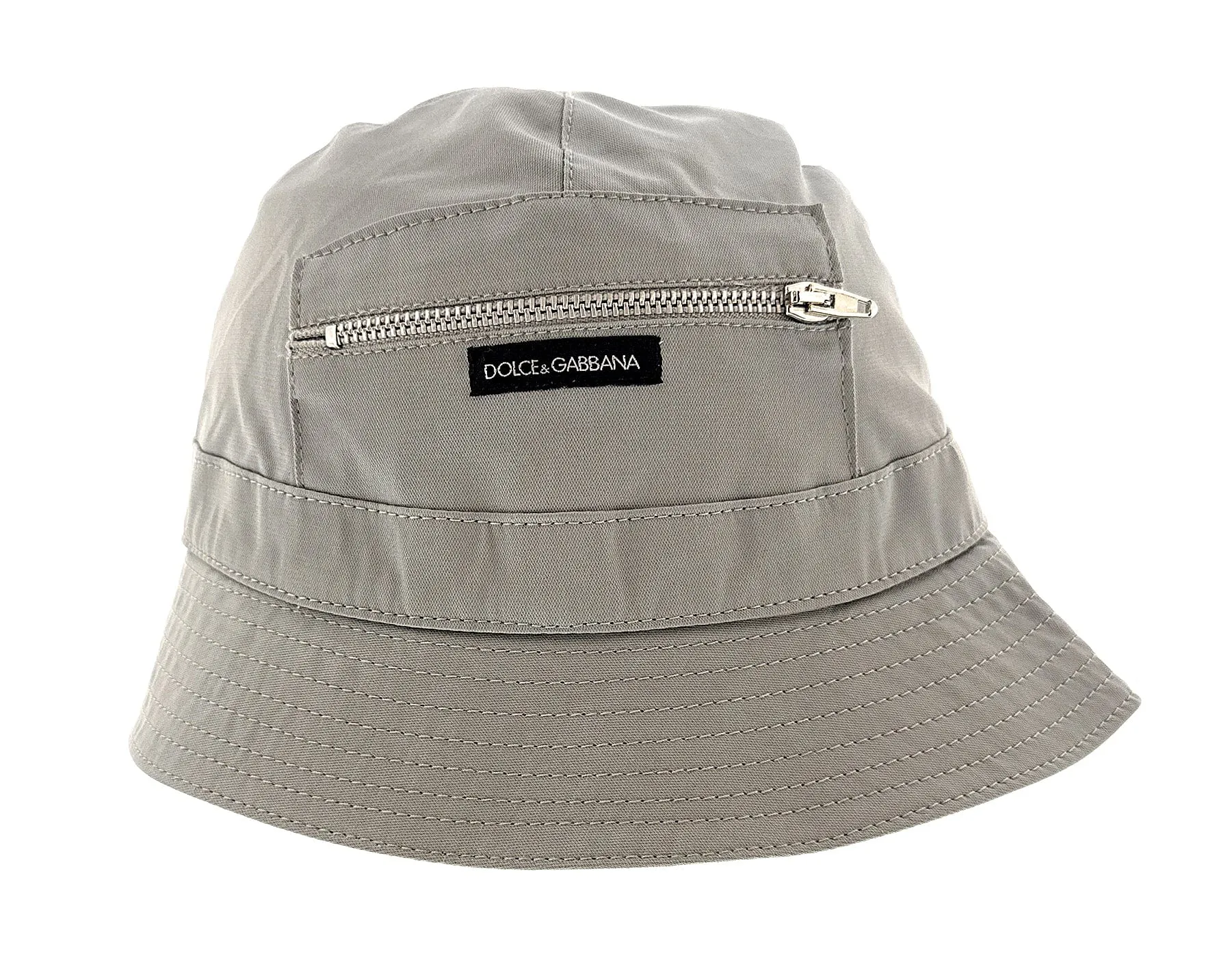 Dolce & Gabbana Beige Cotton Zipper Fishermans Hat-Adult M