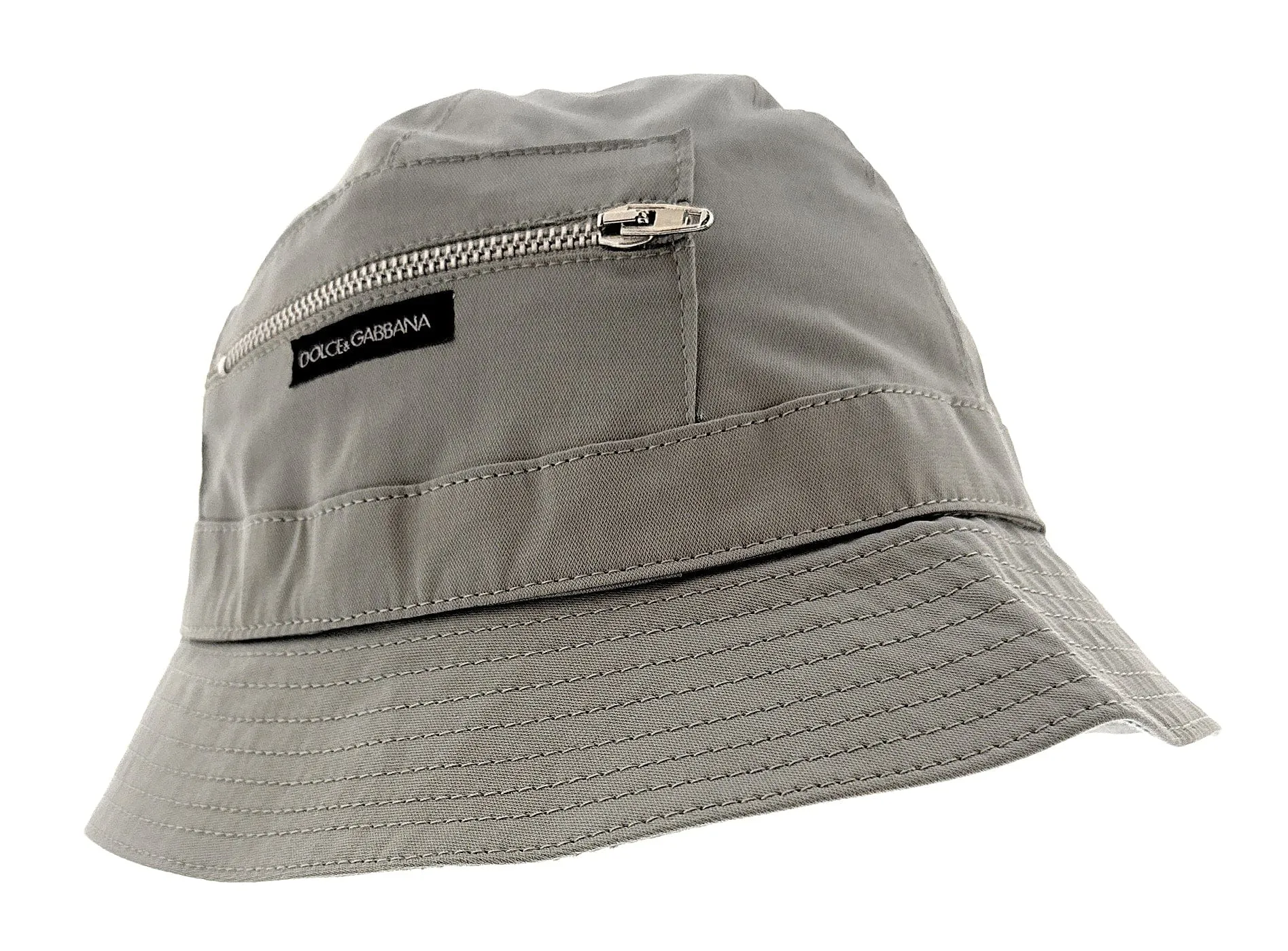 Dolce & Gabbana Beige Cotton Zipper Fishermans Hat-Adult M