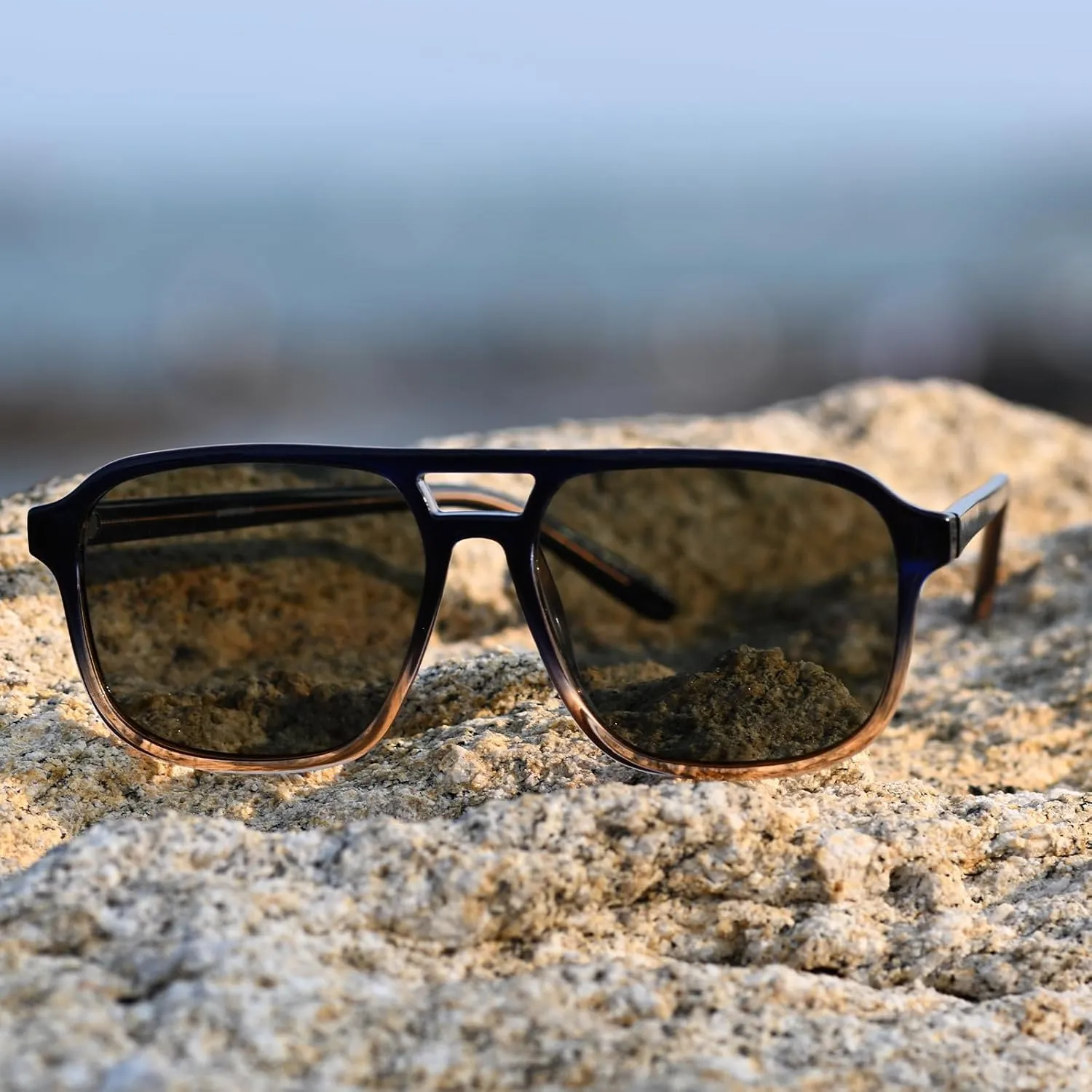 Dollger Retro Polarized Aviator Sunglasses for Men Women Vintage 70s Square Flat Pilot Shades Driving Fishing UV Protection