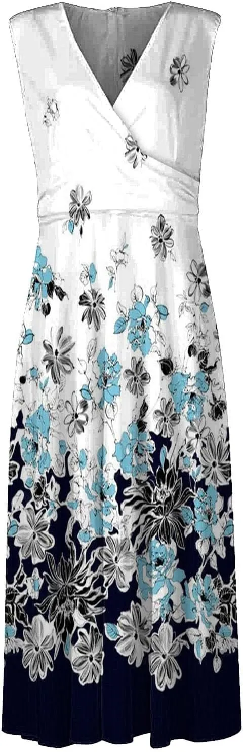 Dresses for Women 2025 Casual Long Dress Floral A Line Dress Fashion Beach Dress Hawaii Boho Floral Print Sundresses