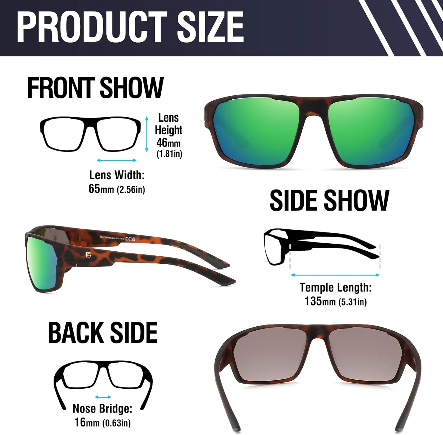 DUCO Polarized Sports Sunglasses for Men Women Wrap Around Lightweight Sun Glasses for Driving Fishing Cycling DC6300