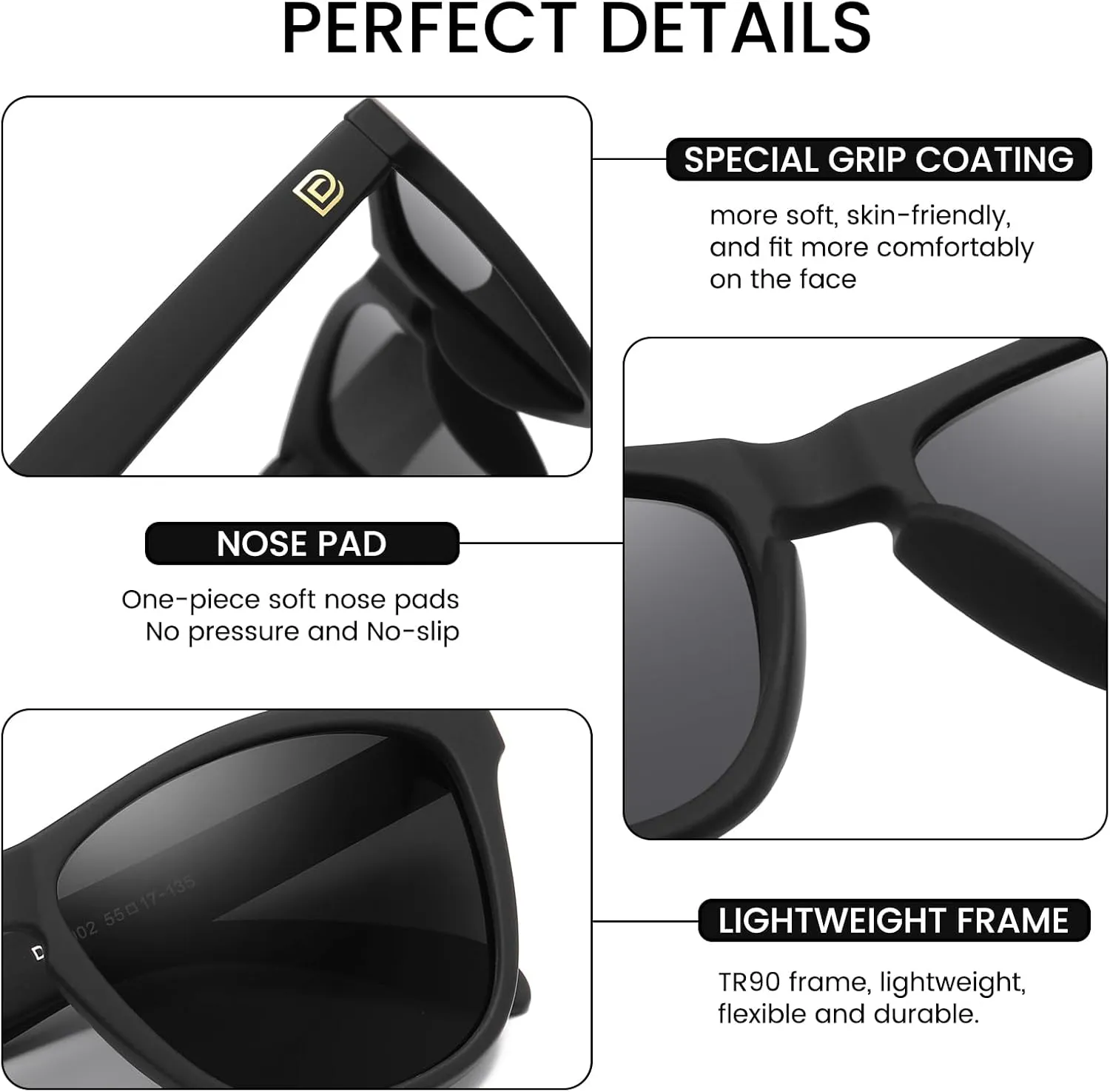 DUCO Retro Round Polarized Sunglasses for Men Women Driving Sun Glasses UV400 Protection Lightweight Frame Shades 3002