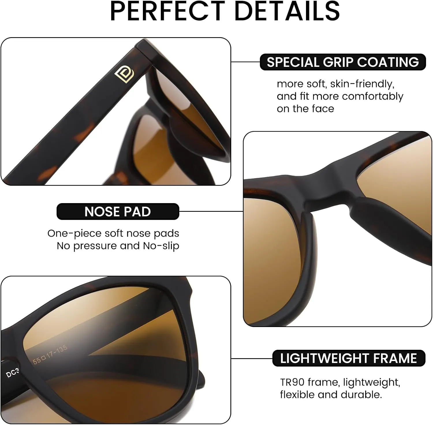 DUCO Retro Round Polarized Sunglasses for Men Women Driving Sun Glasses UV400 Protection Lightweight Frame Shades 3002