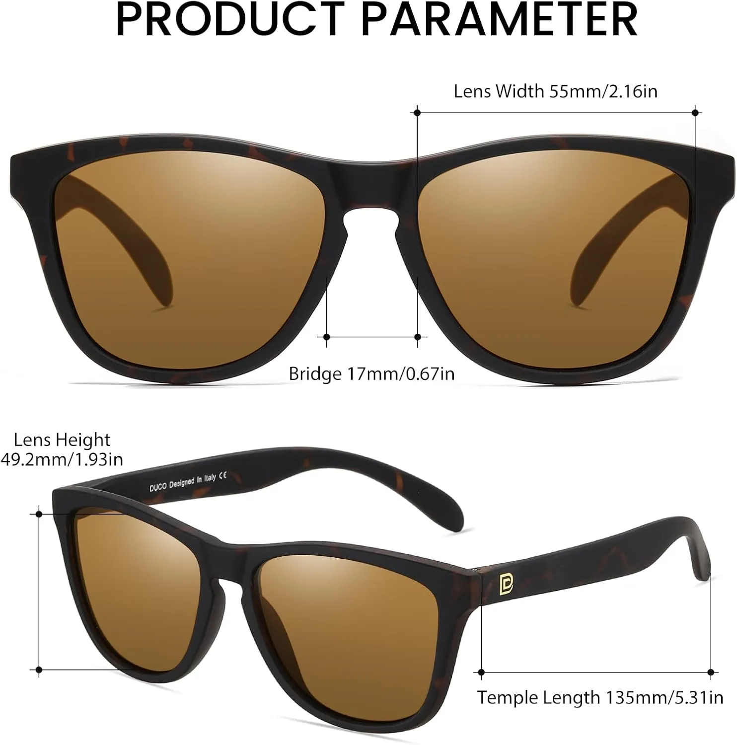 DUCO Retro Round Polarized Sunglasses for Men Women Driving Sun Glasses UV400 Protection Lightweight Frame Shades 3002
