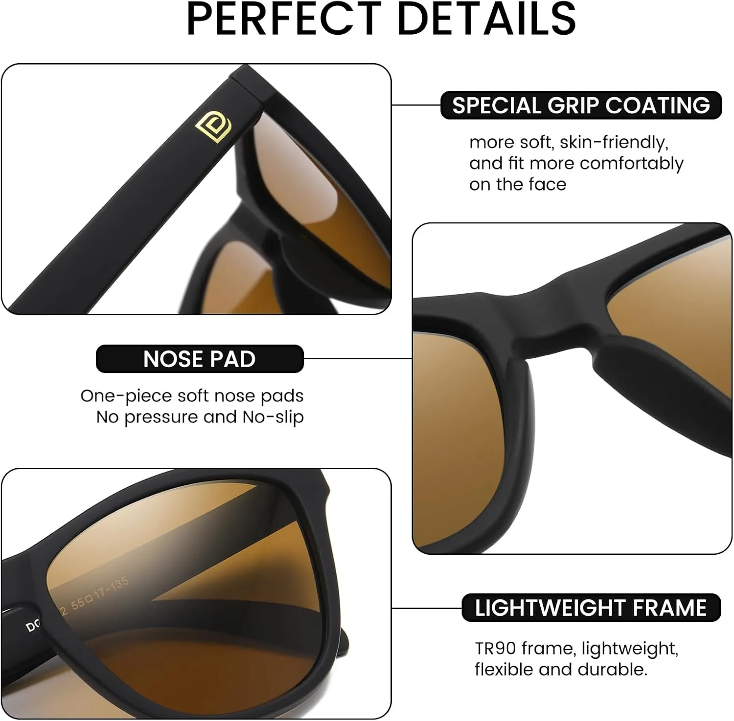DUCO Retro Round Polarized Sunglasses for Men Women Driving Sun Glasses UV400 Protection Lightweight Frame Shades 3002