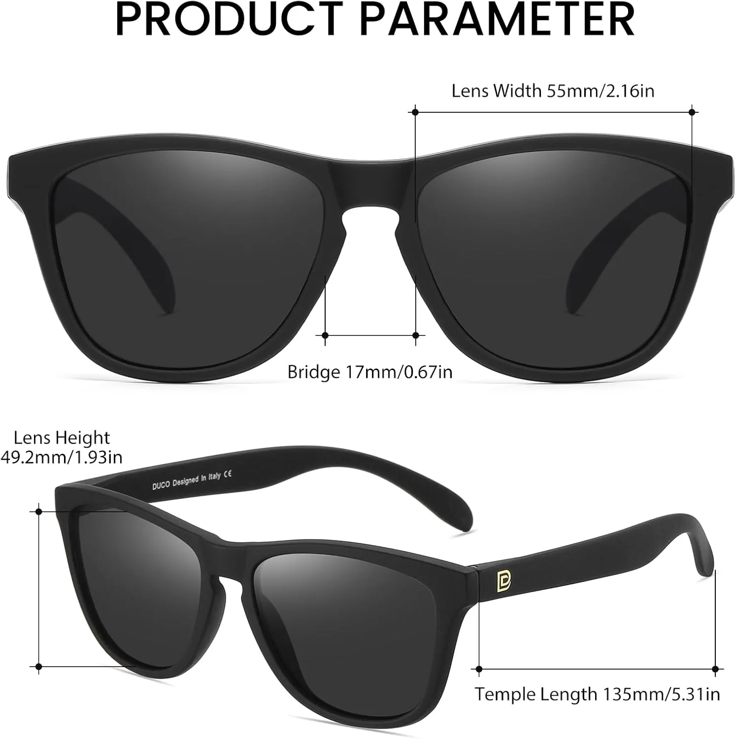 DUCO Retro Round Polarized Sunglasses for Men Women Driving Sun Glasses UV400 Protection Lightweight Frame Shades 3002