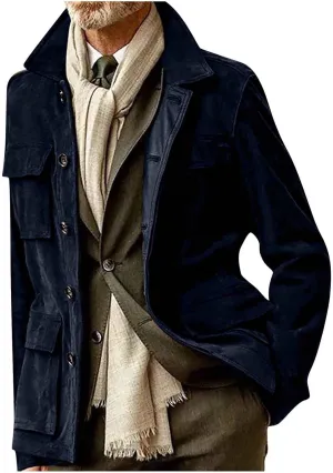 DuDubaby Men's Spring Thin Casual Fashion Loose Single Lapel Breasted Jacket