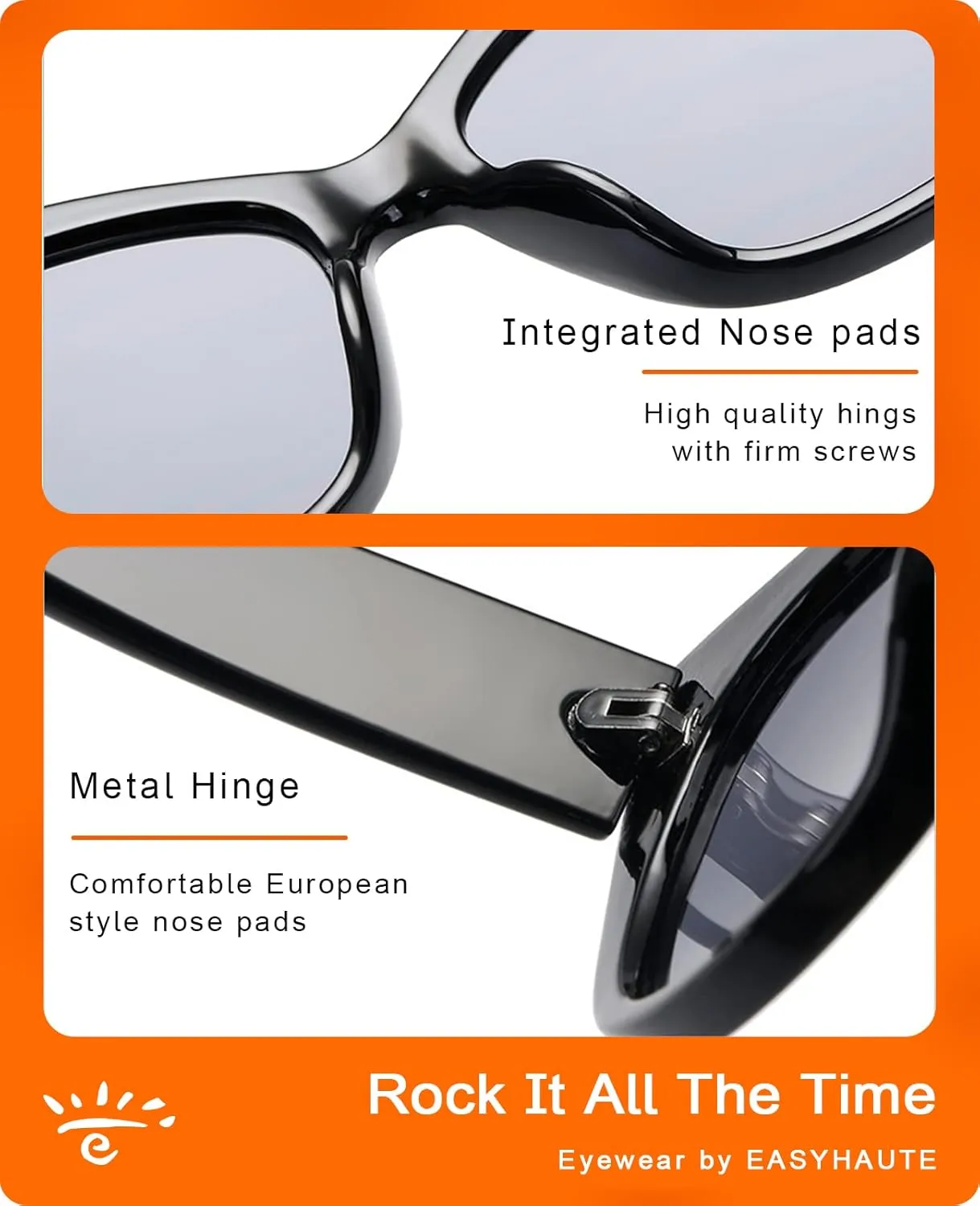 EASYHAUTE Cat Eye Sunglasses for Women Retro Cateye Frame - Vintage 90s UV400 Protection Sunnies, Chic Shades for Small Face