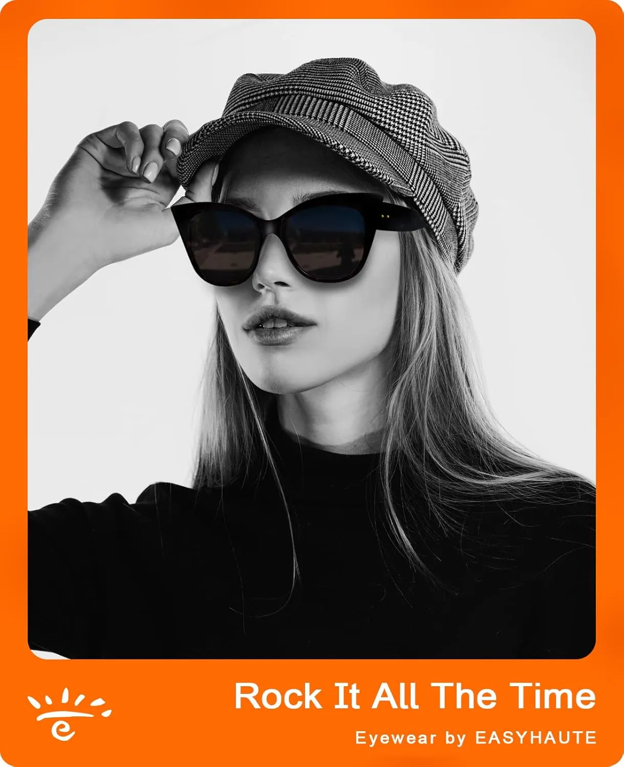 EASYHAUTE Cat Eye Sunglasses for Women Retro Cateye Frame - Vintage 90s UV400 Protection Sunnies, Chic Shades for Small Face