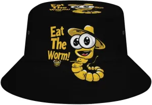Eat The Worm Bucket Hat Lightweight Fishing Hat Wide Brim Sun Protection Cap for Men Women
