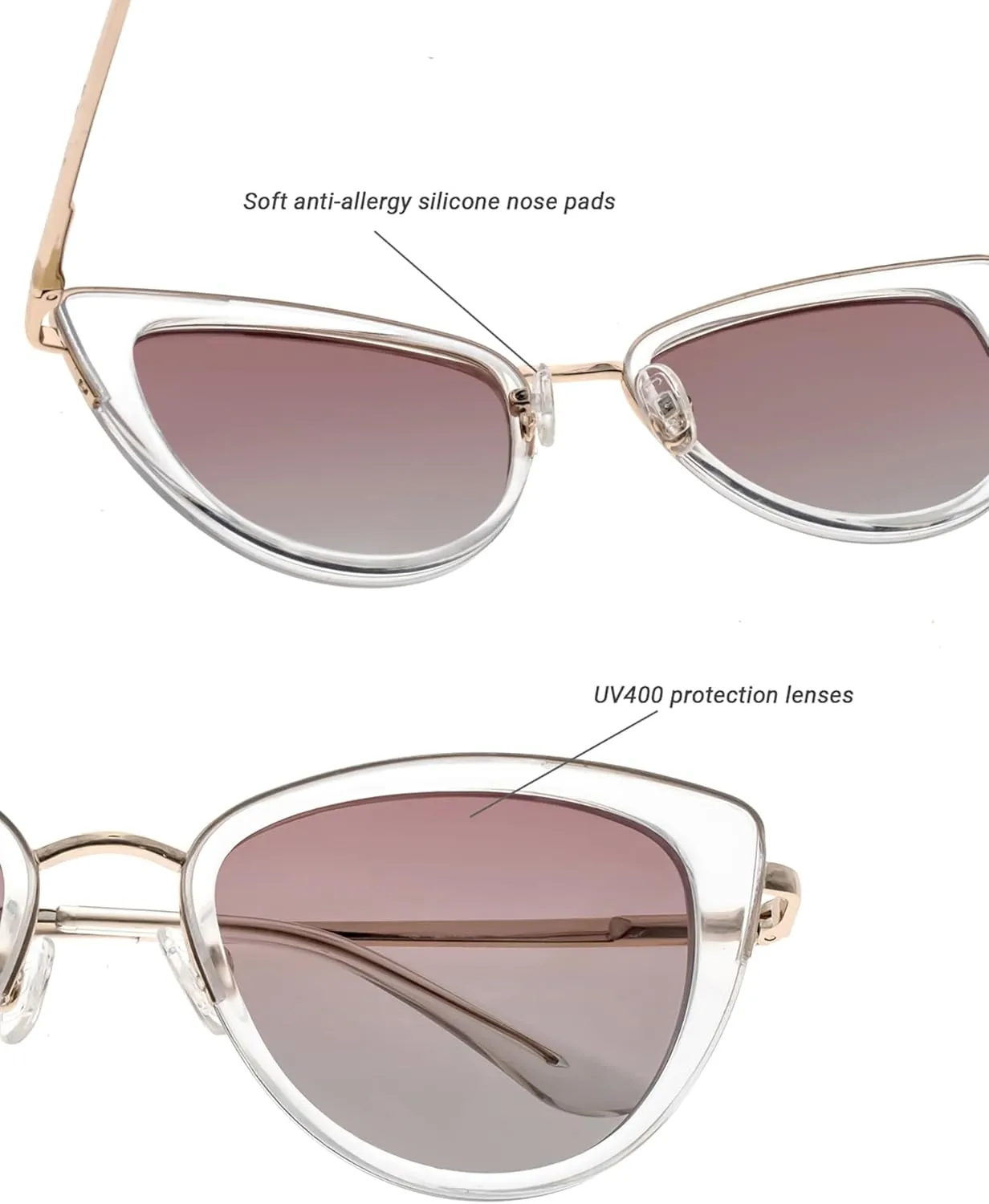 FAA'N Retro Big Frame Cat Eye Polarized Sunglasses Women with Spring Hinge