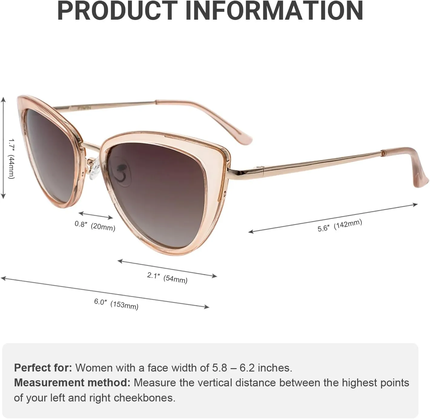FAA'N Retro Big Frame Cat Eye Polarized Sunglasses Women with Spring Hinge