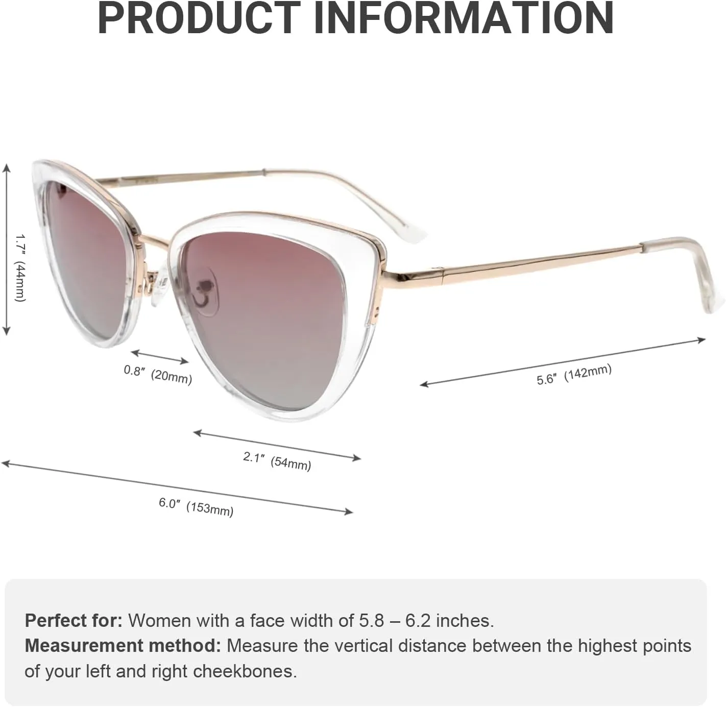 FAA'N Retro Big Frame Cat Eye Polarized Sunglasses Women with Spring Hinge