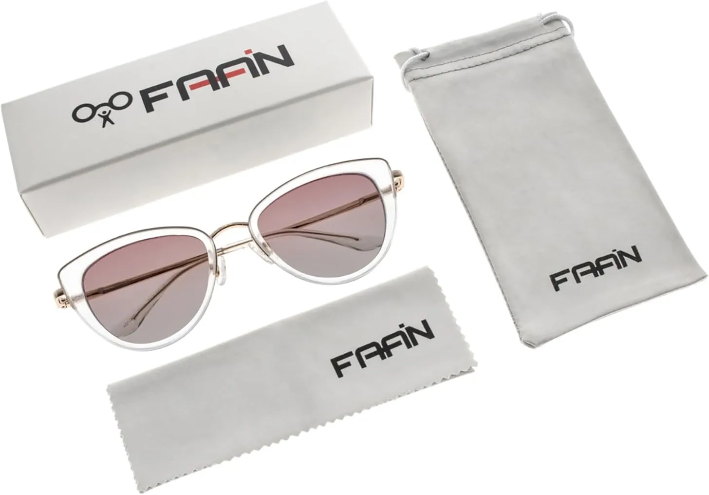 FAA'N Retro Big Frame Cat Eye Polarized Sunglasses Women with Spring Hinge