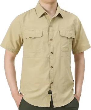 Fishing Shirt for Men UPF 50  UV Sun Shirts Quick Dry Tactical Button up Work Shirt Short Sleeve Safari Hiking Shirts