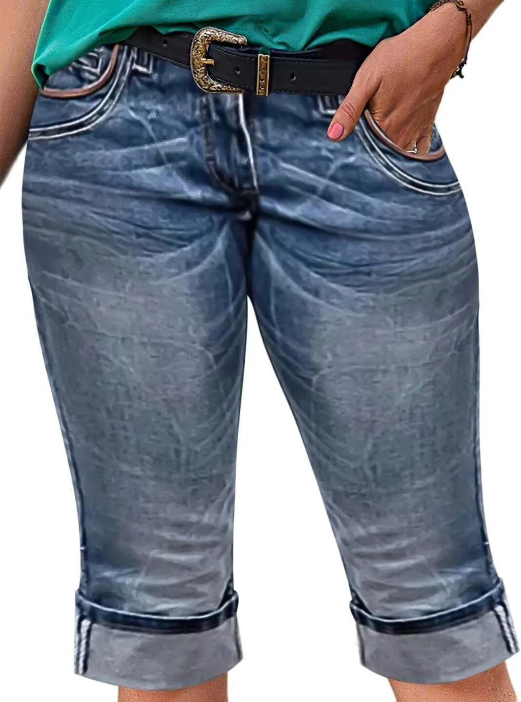 Flamingals Denim Short for Women Cuffed Hem Low Rise Bermuda Denim Shorts Raw Hem Denim Bermuda Shorts 2024 Trendy