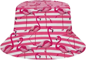 Flamingo Bucket Hat Lightweight Fishing Hat Wide Brim Sun Protection Cap for Men Women