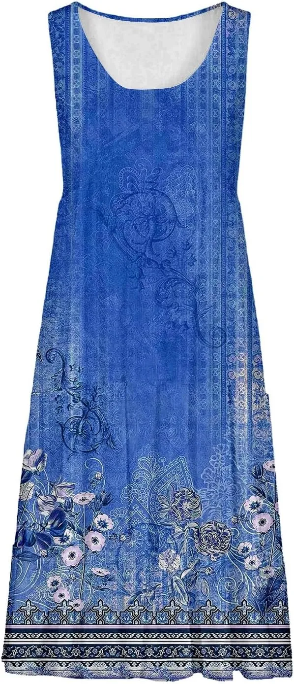 Floral Dress Long Dress with Pockets Short Sleeve Dresses Flowy Beach Swing 2025 Boho Floral Print Beach Cover