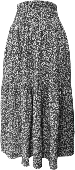 Floral Maxi Skirt for Women Boho A-Line Flowy Swing Long Skirts Elastic High Waisted Comfy Summer Vacation Skirts