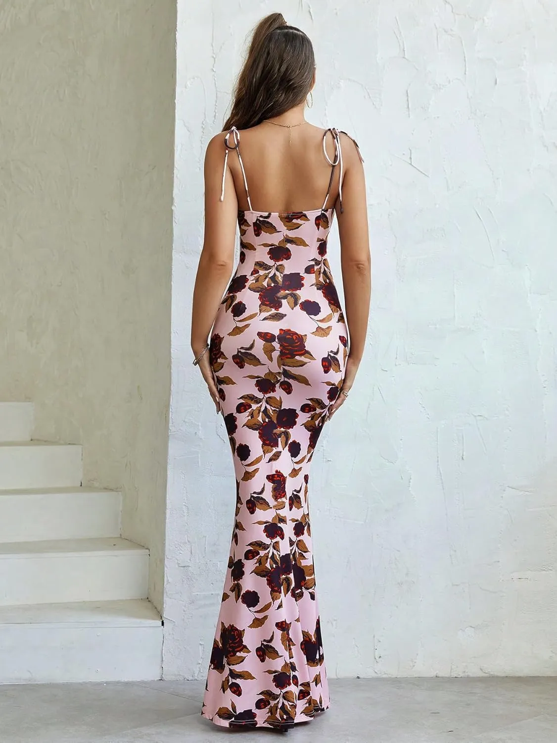 Floral Midi Corset Dress, Women Floral Corset Dress,Women's Summer Floral Bodycon Maxi Dress