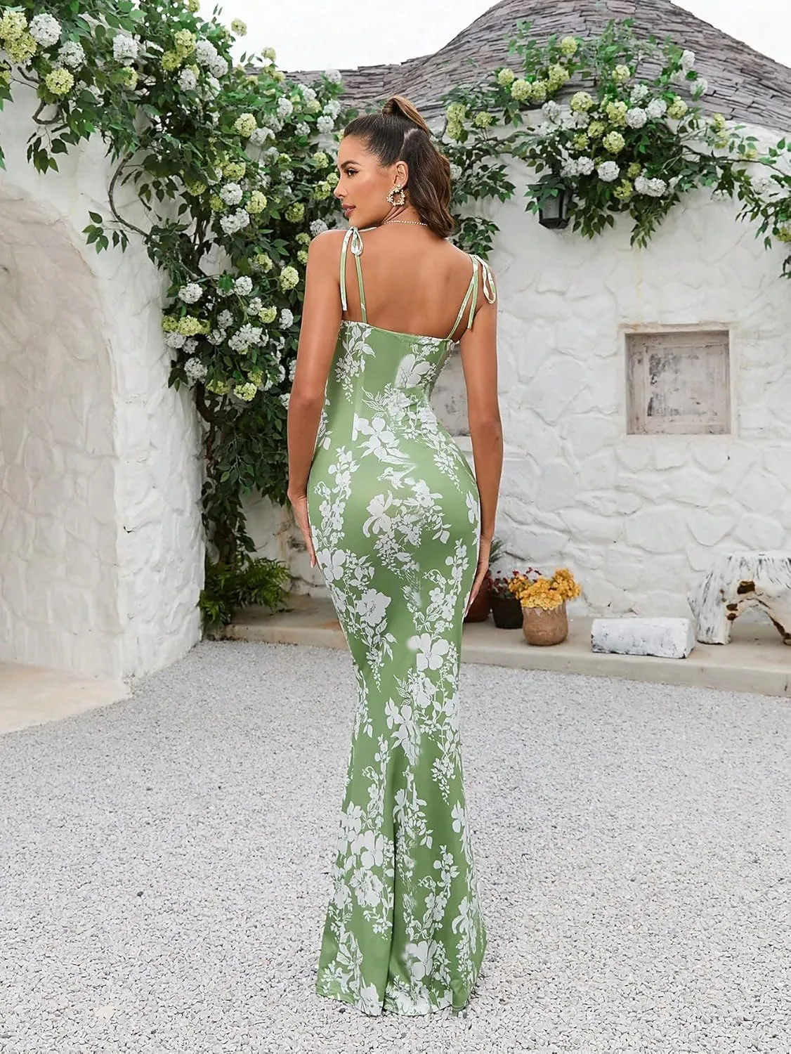 Floral Midi Corset Dress, Women Floral Corset Dress,Women's Summer Floral Bodycon Maxi Dress