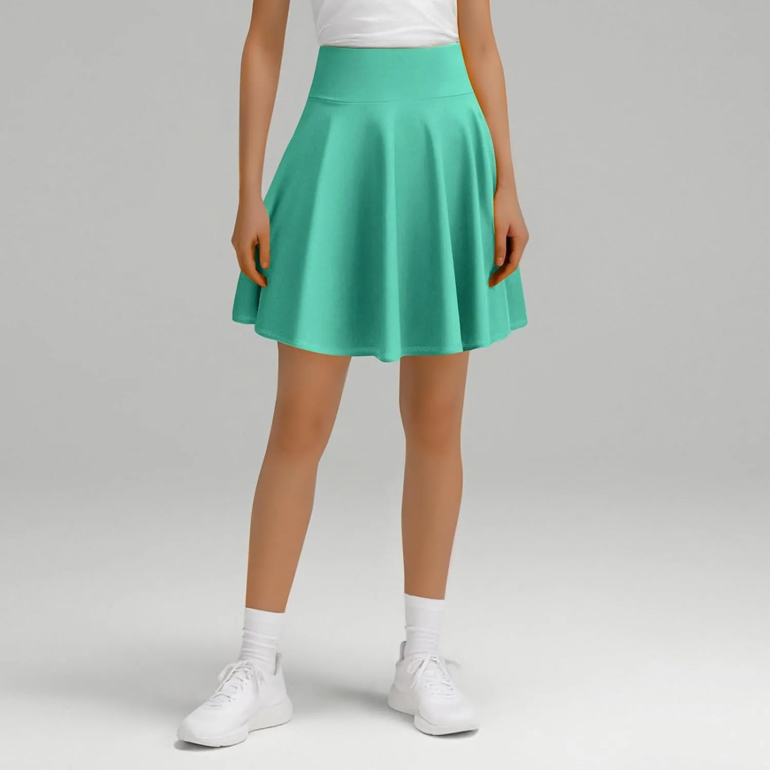 Flowy Skirts for Women Summer Casual High Elastic Waist Tummy Control Trendy Pleated Sports Yoga Running Midi Skirts