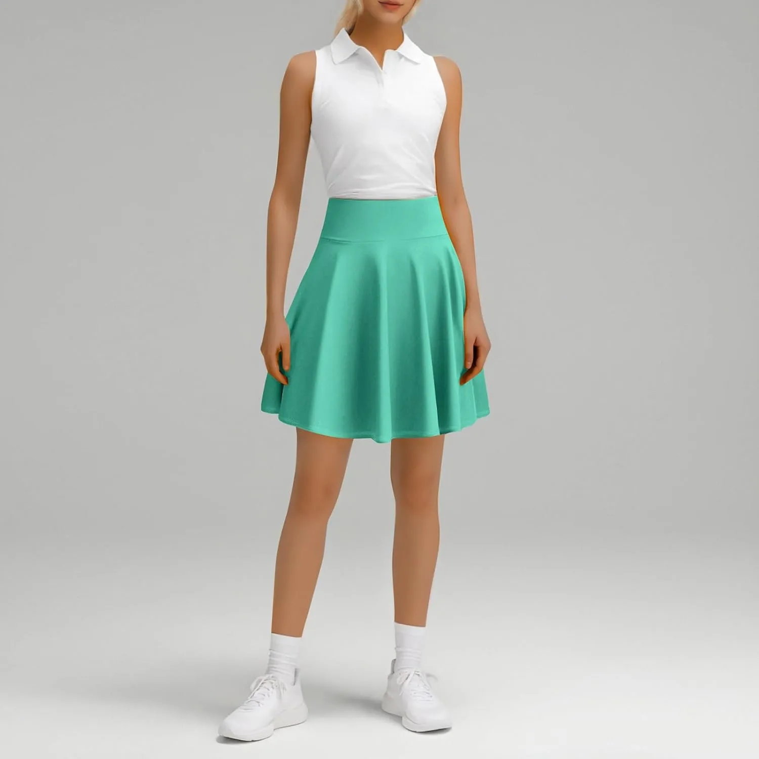 Flowy Skirts for Women Summer Casual High Elastic Waist Tummy Control Trendy Pleated Sports Yoga Running Midi Skirts