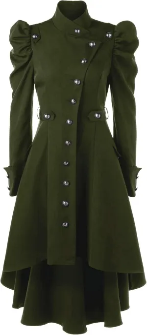 Flygo Womens Personality Sleeves Slim Fit Single Breasted Trench Coat Swing Jackets