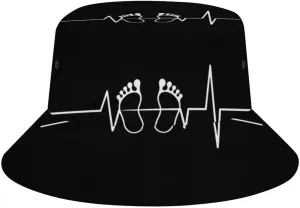Footprint Heartbeat Bucket Hat Lightweight Fishing Hat Wide Brim Sun Protection Cap for Men Women