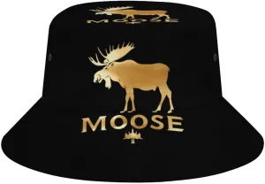 Funny Hunting Graphic Moose Bucket Hat Lightweight Fishing Hat Wide Brim Sun Protection Cap for Men Women